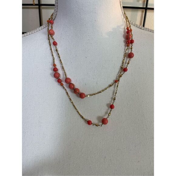 Stella and Dot Coral And Gold Long Necklace - Picture 8 of 9
